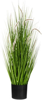 Atmosphera siergras pluimen kunstplant - grasplant sprieten - donkergroen - H100 cm - in pot - pvc