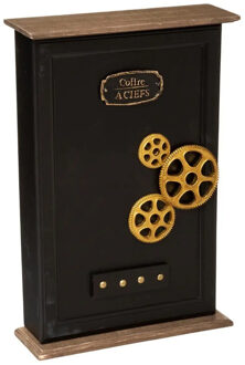 Atmosphera Sleutelkastje kluis model van MDF 25,5 x 7,5 x 38,7 cm zwart - Sleutelkastjes