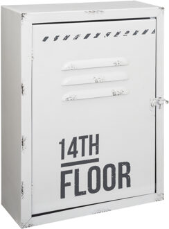 Atmosphera Sleutelkastje - metaal - wit - 23 x 9 x 30 cm - voor 6 sleutels