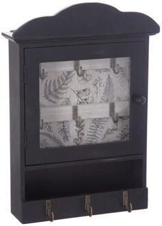 Atmosphera Sleutelkastje van MDF en glas 20 x 5,7 x 28,5 cm zwart/naturel