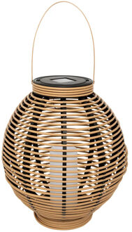 Atmosphera Solar tuin lantaarn - naturel rotan - 38 x 43 cm - buiten/binnen - Led kaars licht