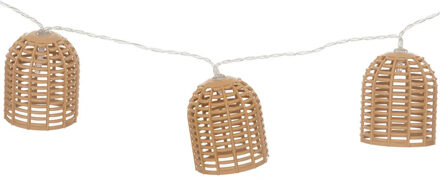 Atmosphera Solar tuin lantaarns snoer - naturel rotan - 335 cm - buiten - Led licht