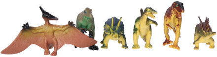 Atmosphera Speelgoed dino dieren speelfiguren - set 6x stuks - kunststof - tussen 8-10 cm Multi