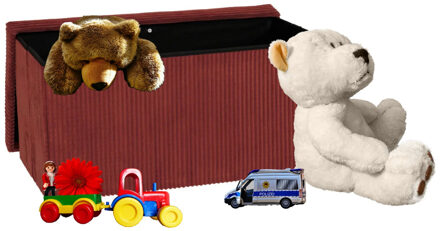 Atmosphera Speelgoed en spullen opbergkist - opvouwbaar - terra - MDF/polyester - 76 x 38 x 38 cm - en zitje