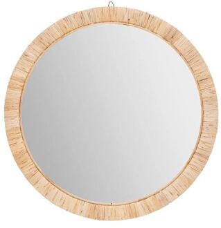 Atmosphera Spiegel/wandspiegel rond D60 cm rotan beige - Spiegels