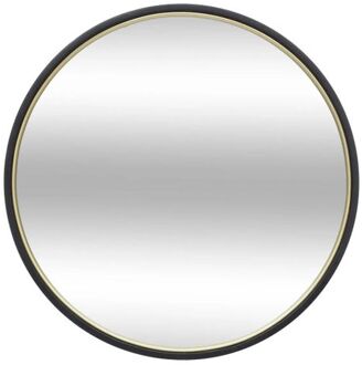 Atmosphera Spiegel/wandspiegel - rond - Dia 48 cm - metaal/glas - zwart - Spiegels
