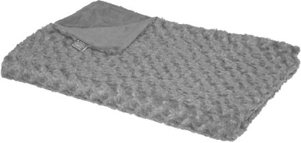 Atmosphera Sprei/deken/plaid - donkergrijs - polyester - 120 x 160 cm - geknoopt motief