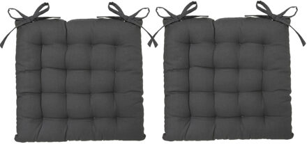 Atmosphera Stoelkussen - 2x - antraciet grijs - katoen - 38 x 6 cm - zitkussen