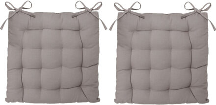 Atmosphera Stoelkussen - 2x - grijs - katoen - 38 x 6 cm - zitkussen