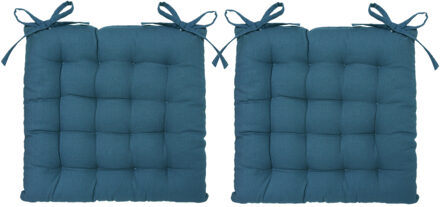 Atmosphera Stoelkussen - 2x - indigo blauw - katoen - 38 x 6 cm - zitkussen