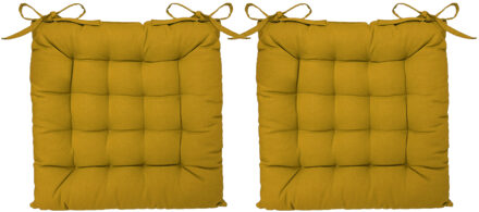 Atmosphera Stoelkussen - 2x - oker geel - katoen - 38 x 6 cm - zitkussen