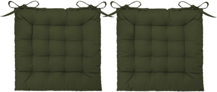 Atmosphera Stoelkussen - 2x - olijf groen - katoen - 38 x 6 cm - zitkussen