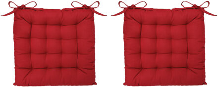 Atmosphera Stoelkussen - 2x - rood - katoen - 38 x 6 cm - zitkussen