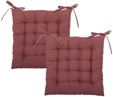 Atmosphera Stoelkussen - 2x - steenrood - katoen - 38 x 38 x 6 cm - zitkussen