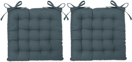 Atmosphera Stoelkussen - 2x - storm blauw - katoen - 38 x 6 cm - zitkussen
