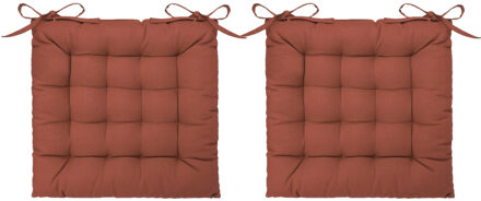 Atmosphera Stoelkussen - 2x - terracotta bruin - katoen - 38 x 6 cm - zitkussen