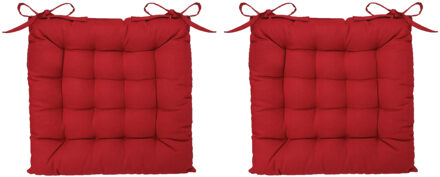 Atmosphera Stoelkussen - 4x - rood - katoen - 38 x 6 cm - zitkussen