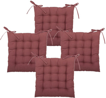 Atmosphera Stoelkussen - 4x - steenrood - katoen - 38 x 38 x 6 cm - zitkussen