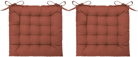 Atmosphera Stoelkussen - 4x - terracotta bruin - katoen - 38 x 6 cm - zitkussen