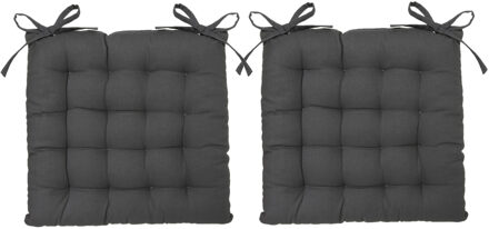 Atmosphera Stoelkussen - 6x - antraciet grijs - katoen - 38 x 6 cm - zitkussen