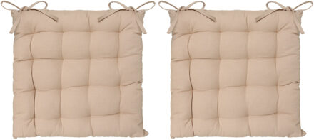 Atmosphera Stoelkussen - 6x - beige - katoen - 38 x 6 cm - zitkussen