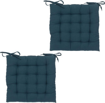 Atmosphera Stoelkussen - 6x - donkerblauw - katoen - 38 x 6 cm - zitkussen