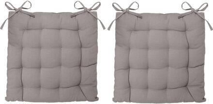 Atmosphera Stoelkussen - 6x - grijs - katoen - 38 x 6 cm - zitkussen