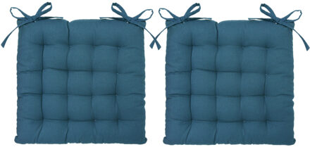 Atmosphera Stoelkussen - 6x - indigo blauw - katoen - 38 x 6 cm - zitkussen