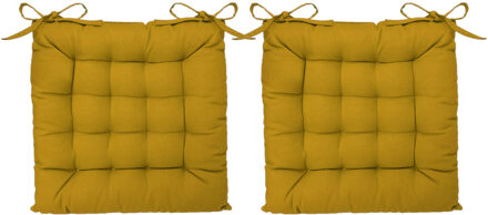 Atmosphera Stoelkussen - 6x - oker geel - katoen - 38 x 6 cm - zitkussen