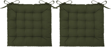 Atmosphera Stoelkussen - 6x - olijf groen - katoen - 38 x 6 cm - zitkussen