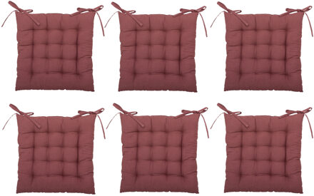 Atmosphera Stoelkussen - 6x - steenrood - katoen - 38 x 38 x 6 cm - zitkussen