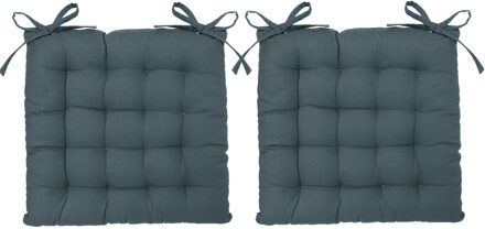 Atmosphera Stoelkussen - 6x - storm blauw - katoen - 38 x 6 cm - zitkussen