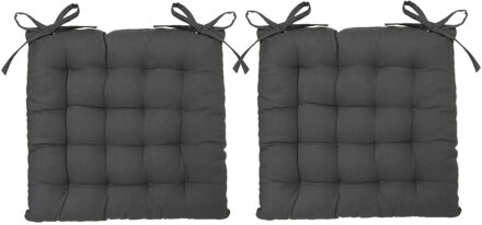 Atmosphera Stoelkussen - 8x - antraciet grijs - katoen - 38 x 6 cm - zitkussen