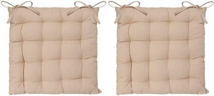 Atmosphera Stoelkussen - 8x - beige - katoen - 38 x 6 cm - zitkussen