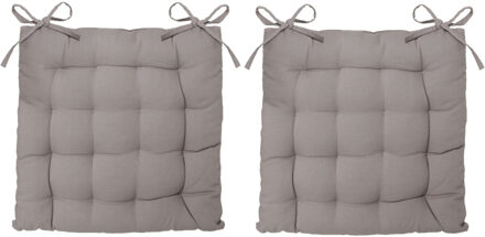 Atmosphera Stoelkussen - 8x - grijs - katoen - 38 x 6 cm - zitkussen