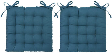 Atmosphera Stoelkussen - 8x - indigo blauw - katoen - 38 x 6 cm - zitkussen