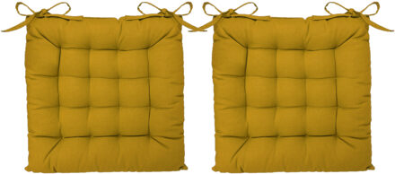 Atmosphera Stoelkussen - 8x - oker geel - katoen - 38 x 6 cm - zitkussen