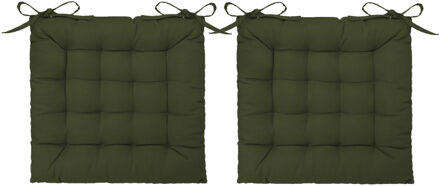 Atmosphera Stoelkussen - 8x - olijf groen - katoen - 38 x 6 cm - zitkussen