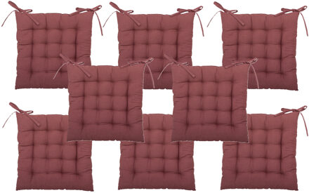 Atmosphera Stoelkussen - 8x - steenrood - katoen - 38 x 38 x 6 cm - zitkussen