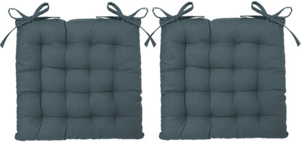 Atmosphera Stoelkussen - 8x - storm blauw - katoen - 38 x 6 cm - zitkussen