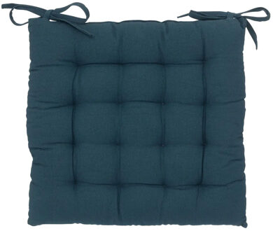 Atmosphera Stoelkussen - donkerblauw - katoen - 36 x 36 x 4cm - zitkussen