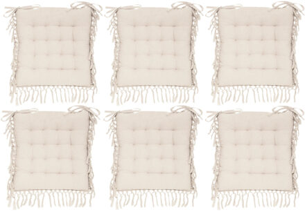Atmosphera Stoelkussen Macrame - 6x - binnen/buiten - ivoor - 40 x 40 x 5 cm - katoen
