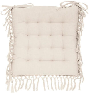 Atmosphera Stoelkussen Macrame - binnen/buiten - ivoor - 40 x 40 x 5 cm - katoen
