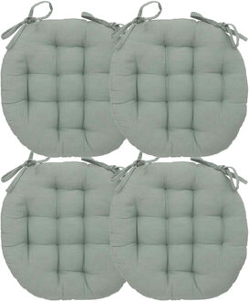 Atmosphera Stoelkussen rond - 4x - mintgroen - katoen - 38 x 6.5 cm - wicker zitkussen