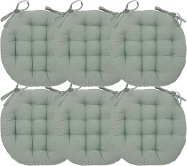 Atmosphera Stoelkussen rond - 6x - mintgroen - katoen - 38 x 6.5 cm - wicker zitkussen