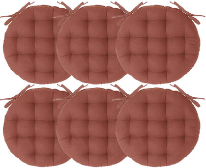 Atmosphera Stoelkussen rond - 6x - terracotta - katoen - 38 x 6.5 cm - wicker zitkussen