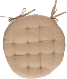 Atmosphera Stoelkussen rond - beige - katoen - 38 x 6.5 cm - tuinstoelkussens