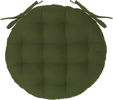 Atmosphera Stoelkussen - rond - olijfgroen - katoen - 38 x 6.5 cm - wicker zitkussen