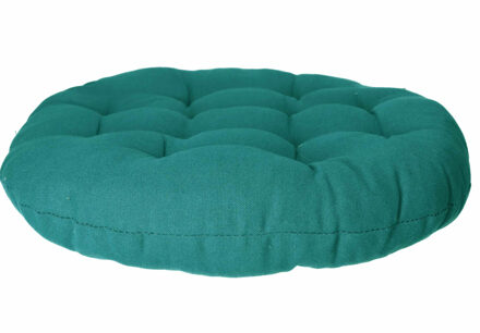 Atmosphera Stoelkussen - rond - petrol groen - katoen - 38x6.5 cm