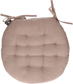 Atmosphera Stoelkussen rond - taupe - katoen - 38 x 6.5 cm - wicker zitkussen